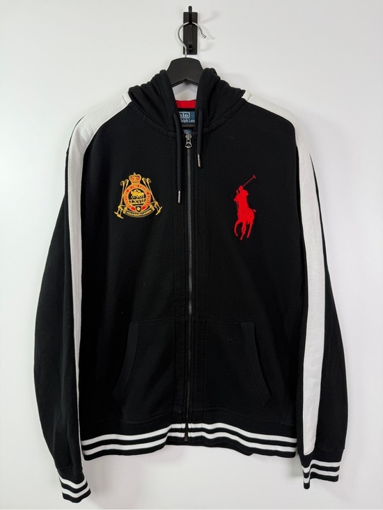 Polo Ralph Lauren Other - Vintage Polo Ralph Lauren Crest Big Pony Full Zip Hoody Large Black Red